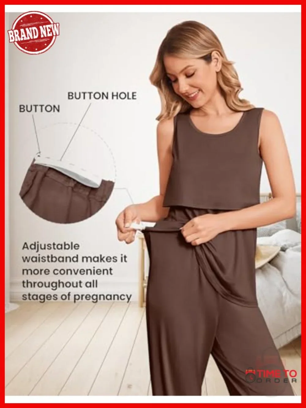 Maternity Nursing Pajama Set - 3 Piece with Robe, Tank, and Pants